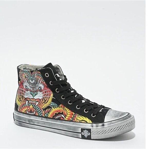 AFFLICTION FLAME& FABLE HI-TOP SHOES SNEAKERS UNISEX M 8.5 / W 10 STREETWEAR - Picture 1 of 5